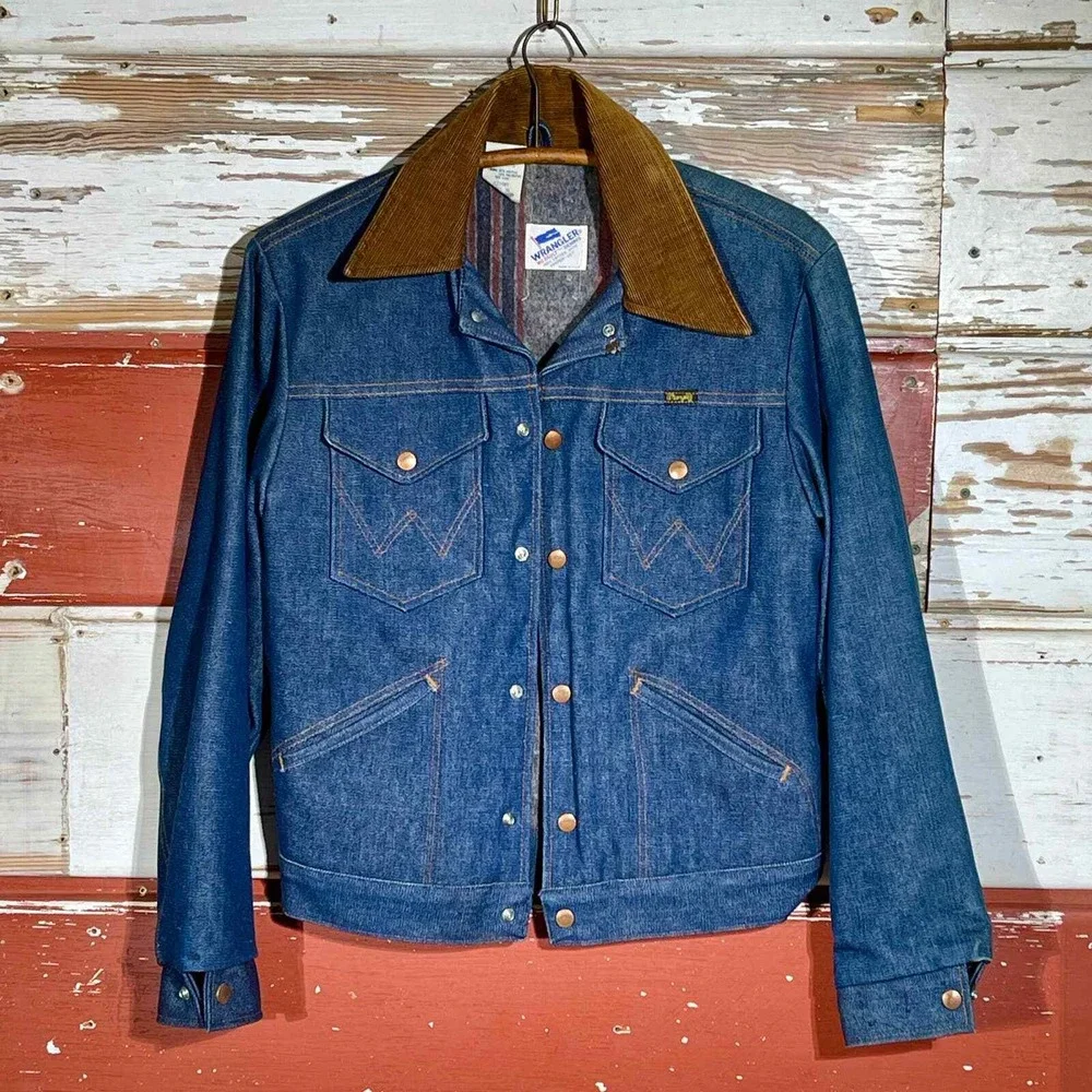 RARE 70s USA Vintage Wrangler No Fault Denim Blanket Lined Jacket - Picture 2 of 9